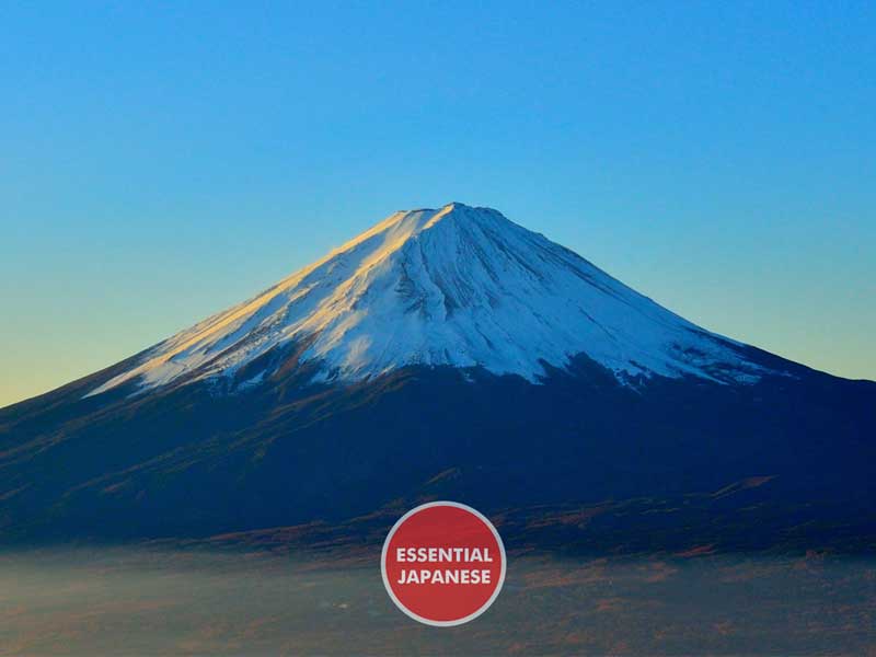 Essential Japanese - Travel Phrases course image - A picture of Mt. Fuji with the course logo