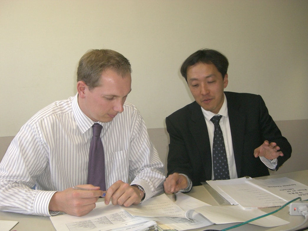 Taka-sensei teaching Japanese to a student